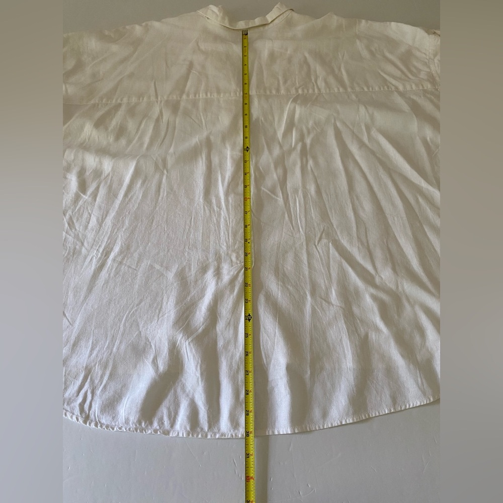Madewell Women White Linen Blend Short Sleeve Central Shirt Popover 2X Back Slit - Picture 9 of 9